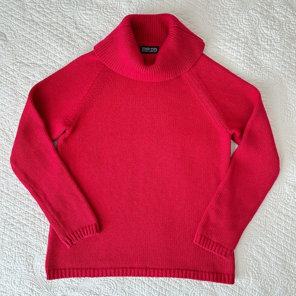 Vintage Lands End 100% Cotton Cowl Neck Sweater Thick Knit M 10-12 - Picture 1 of 10